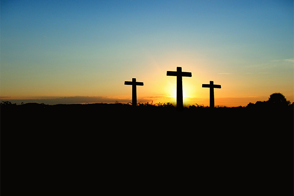 Crosses at sunset