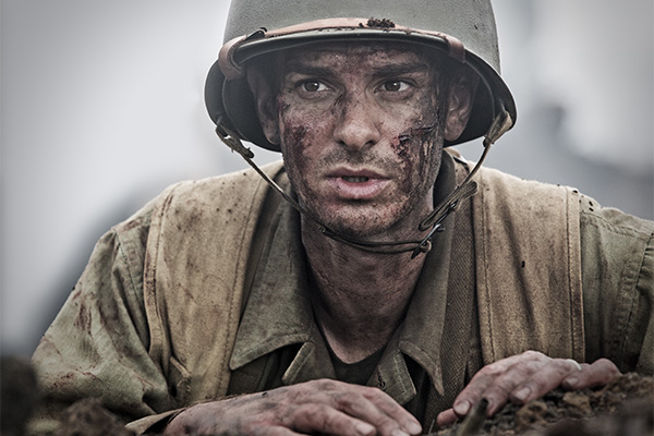 Andrew Garfield as Seventh-day Adventist conscientious objector Desmond Doss in the film Hacksaw Ridge